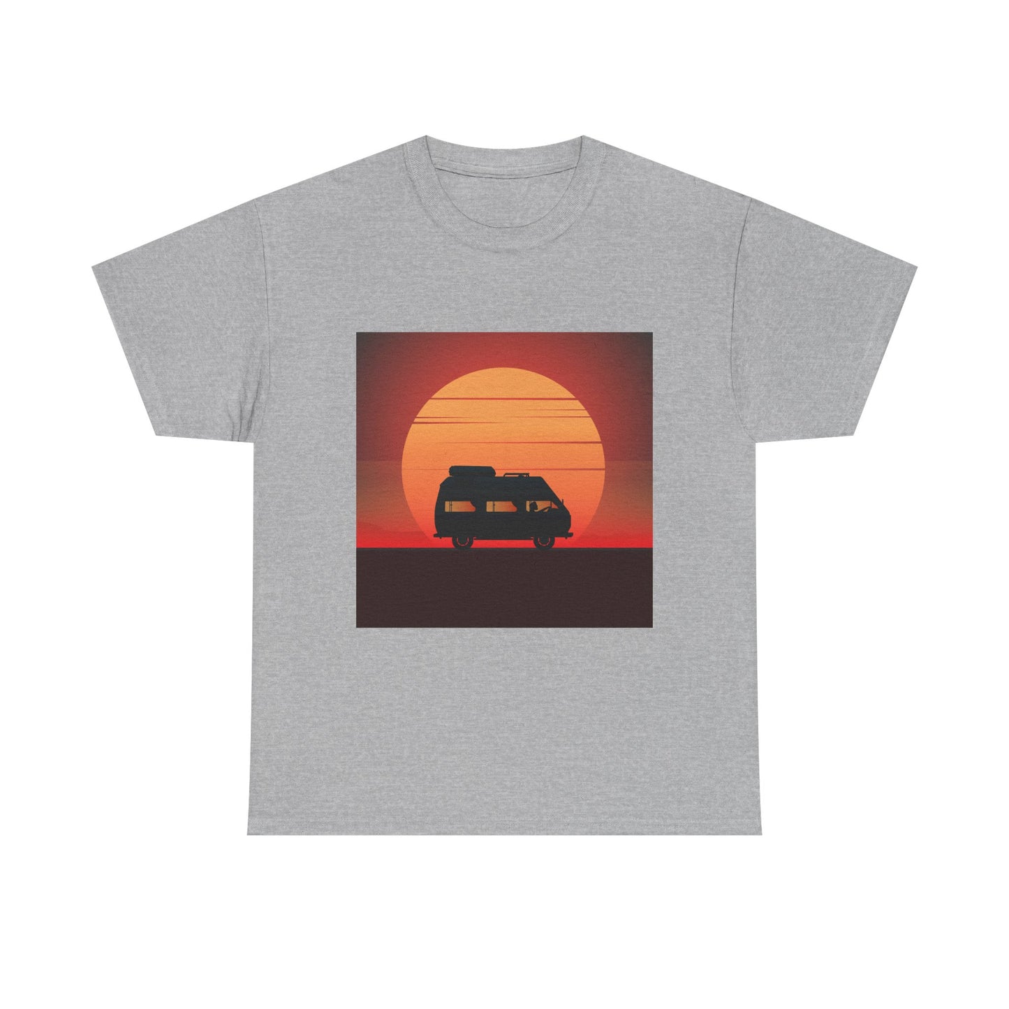Retro Sunset Adventure Unisex Heavy Cotton Tee, Vintage Car T-Shirt, Sunset Vibe Shirt, Summer Casual Wear, Road Trip Gift, Outdoor [...] - MaisonThreadory
