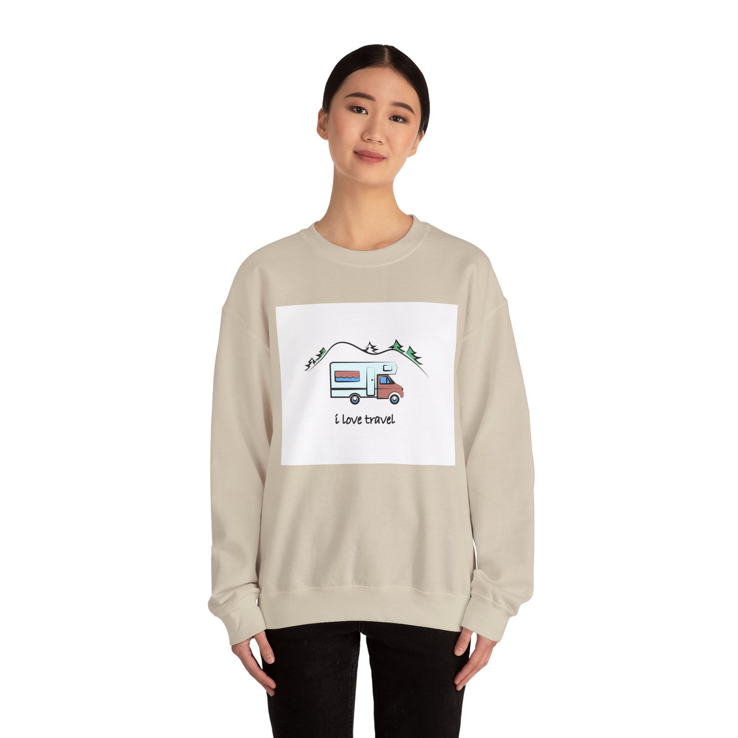 Travel Love Crewneck Sweatshirt | Cozy Adventure Apparel, Perfect for Travel Lovers, Gift Idea for Road Trips, Camping, and Wanderlust - MaisonThreadory