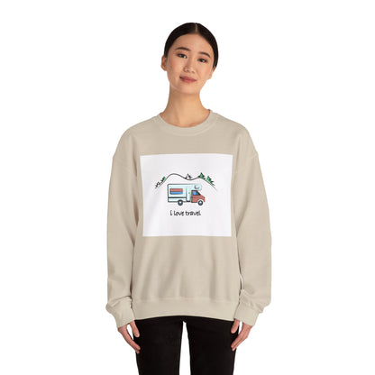 Travel Love Crewneck Sweatshirt | Cozy Adventure Apparel, Perfect for Travel Lovers, Gift Idea for Road Trips, Camping, and Wanderlust - MaisonThreadory