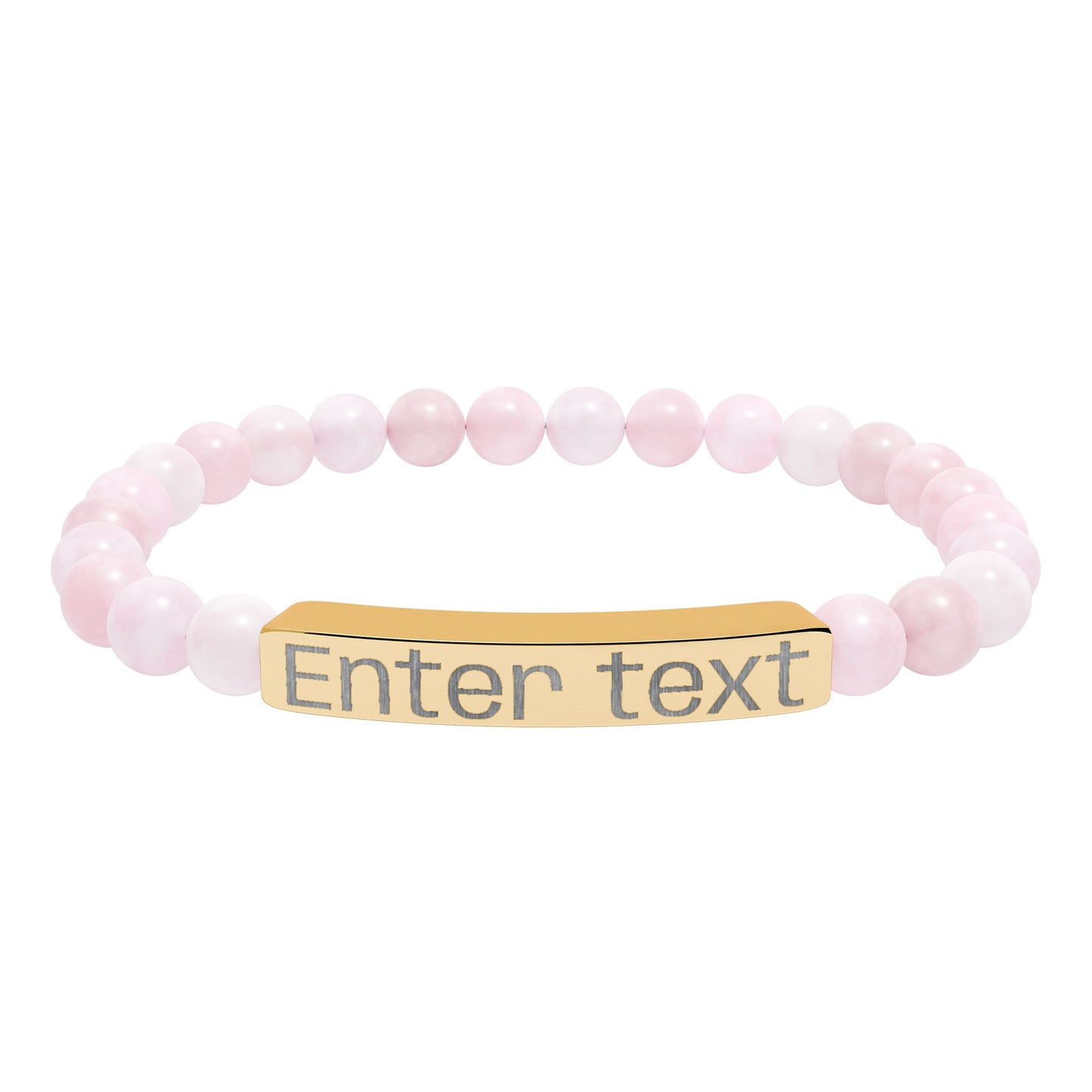Engravable Natural Stone Bead Bracelet — Personalized Bar Bracelet