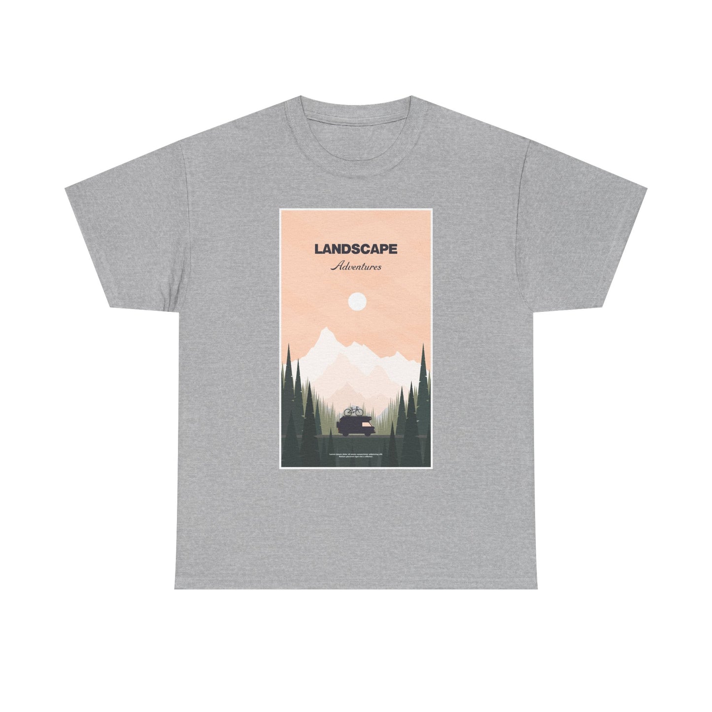 Adventure Landscape Unisex Heavy Cotton Tee, Nature T-Shirt, Casual Outdoors Shirt, Hiking Gift, Travel Apparel - MaisonThreadory