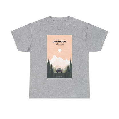 Adventure Landscape Unisex Heavy Cotton Tee, Nature T-Shirt, Casual Outdoors Shirt, Hiking Gift, Travel Apparel - MaisonThreadory