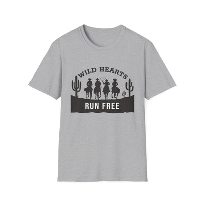Wild Hearts Run Free T‑Shirt — Western Cowboy Rodeo Graphic Tee