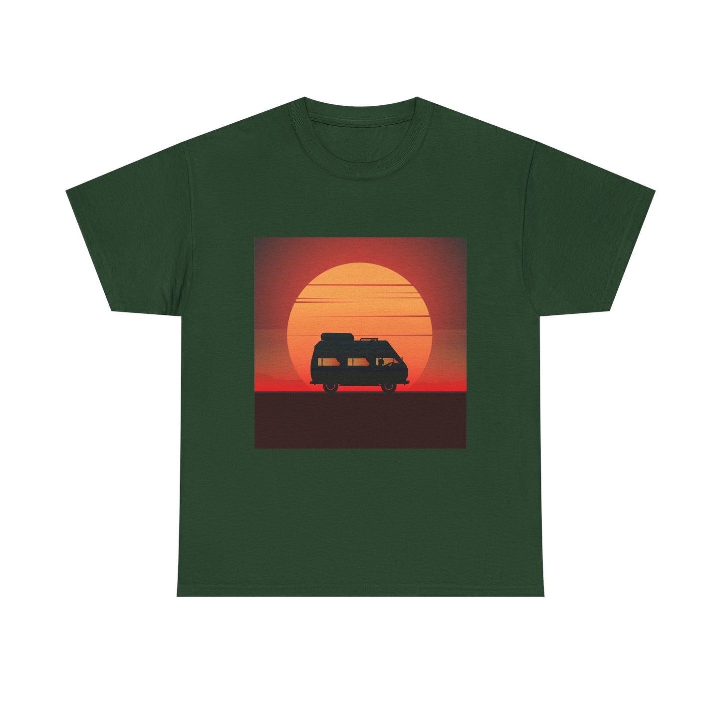 Retro Sunset Adventure Unisex Heavy Cotton Tee, Vintage Car T-Shirt, Sunset Vibe Shirt, Summer Casual Wear, Road Trip Gift, Outdoor [...] - MaisonThreadory