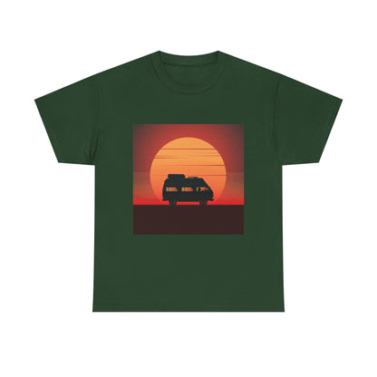 Retro Sunset Adventure Unisex Heavy Cotton Tee, Vintage Car T-Shirt, Sunset Vibe Shirt, Summer Casual Wear, Road Trip Gift, Outdoor [...] - MaisonThreadory