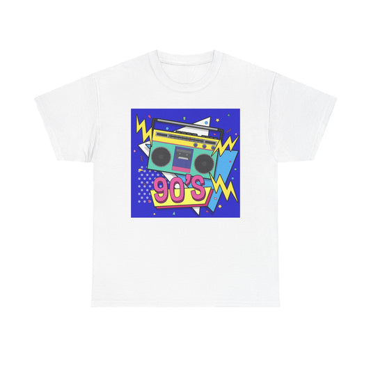 90's Retro Boombox Unisex Heavy Cotton Tee, Nostalgic T-Shirt, 90s Music Apparel, Vintage Style Shirt, Gift for Music Lovers