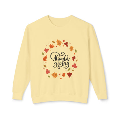 Thanksgiving Lightweight Crewneck Sweatshirt, Cozy Fall Apparel, Autumn Fashion, Gift for Her, Seasonal Style - MaisonThreadory