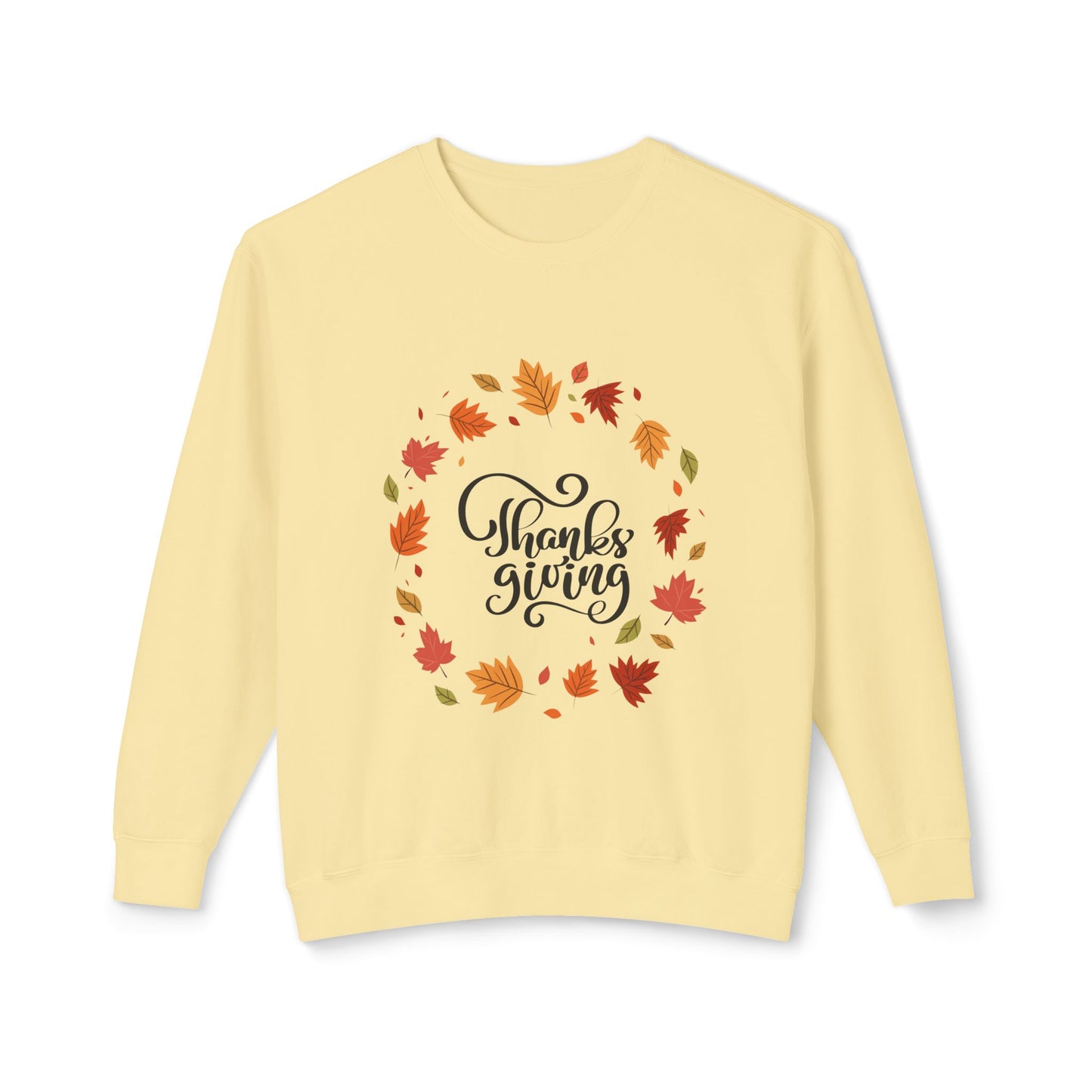 Thanksgiving Lightweight Crewneck Sweatshirt, Cozy Fall Apparel, Autumn Fashion, Gift for Her, Seasonal Style - MaisonThreadory