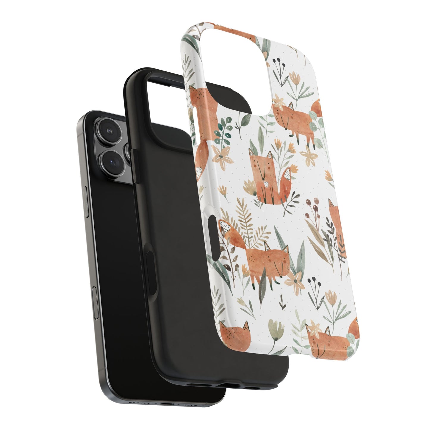Floral Fox Phone Case, Tough Phone Cases for Nature Lovers, Cute Animal Phone Cover, Gift for Friends, Wildflower Design