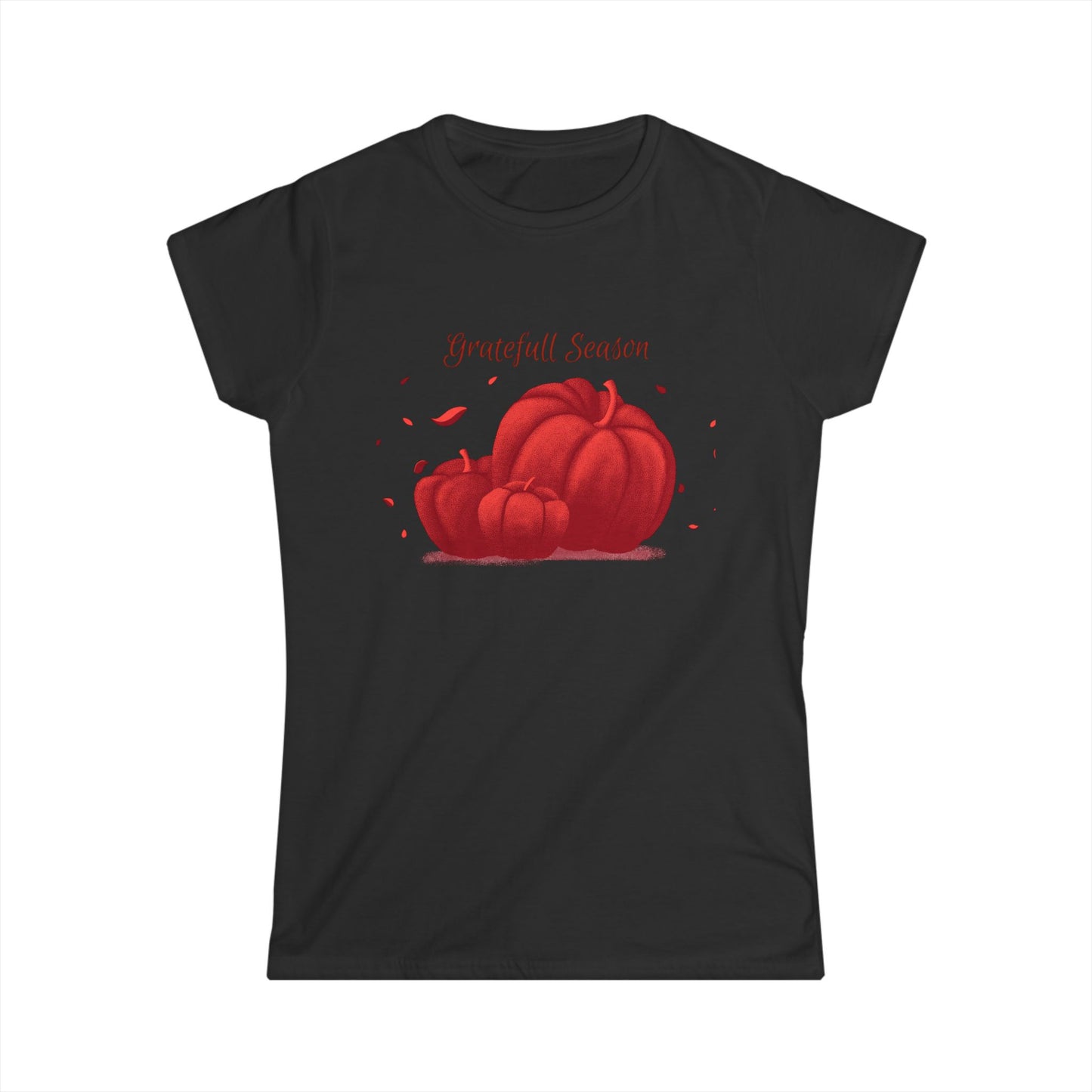 Thankful Season Women's Softstyle Tee, Fall T-Shirt, Thanksgiving Apparel, Pumpkin Graphic Tee, Autumn Outfit - MaisonThreadory