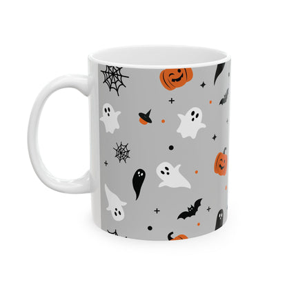 Spooky Halloween Ceramic Mug, Ghosts & Pumpkins Coffee Cup, Cute Halloween Decor, Holiday Gift for Witch Lovers, Autumn Drinkware - MaisonThreadory