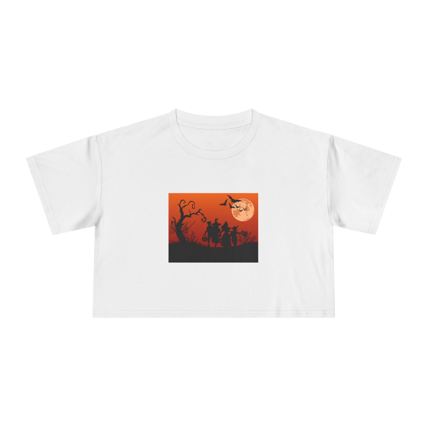 Spooky Autumn Women's Crop Tee, Halloween Shirt, Casual Fall Top, Trendy Graphic Tee, Seasonal Fashion, Gift for Her