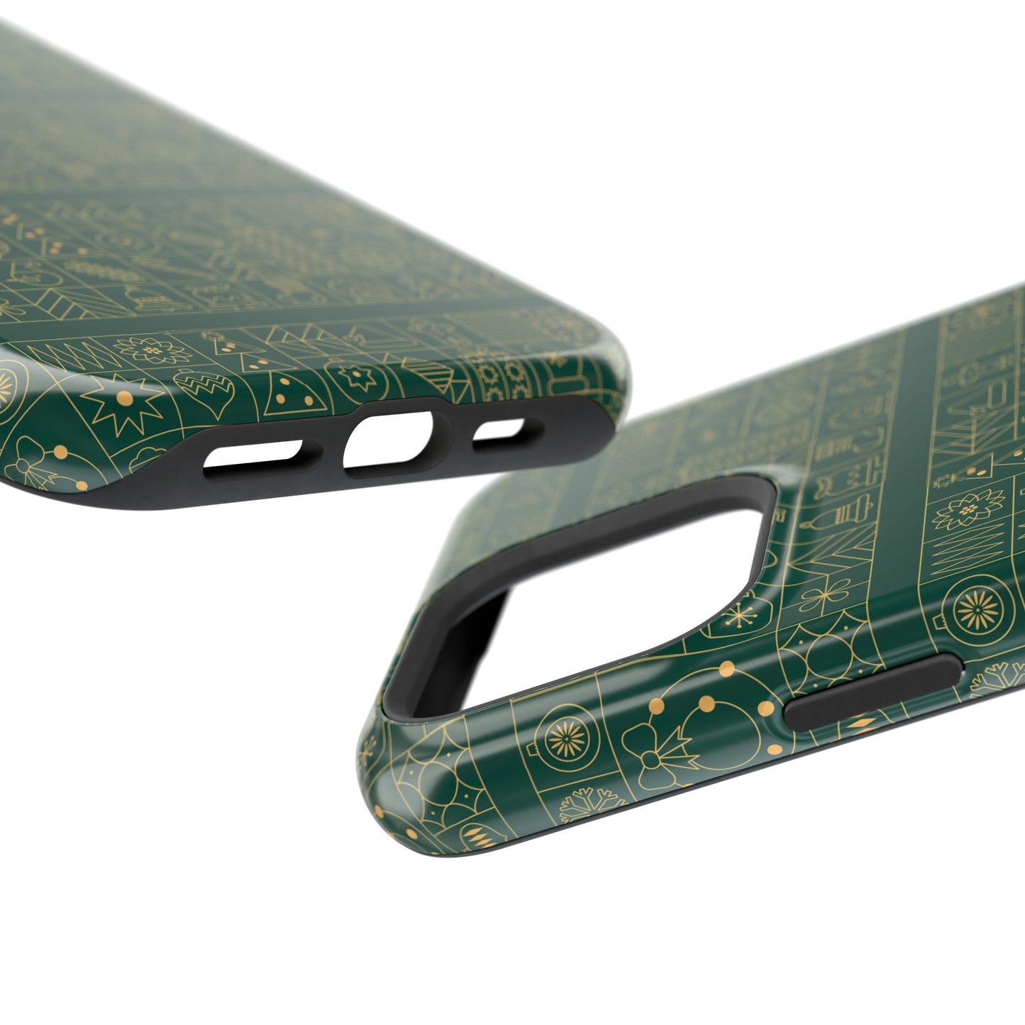 Magnetic Impact-Resistant Phone Case — Dark Green Geometric Pattern