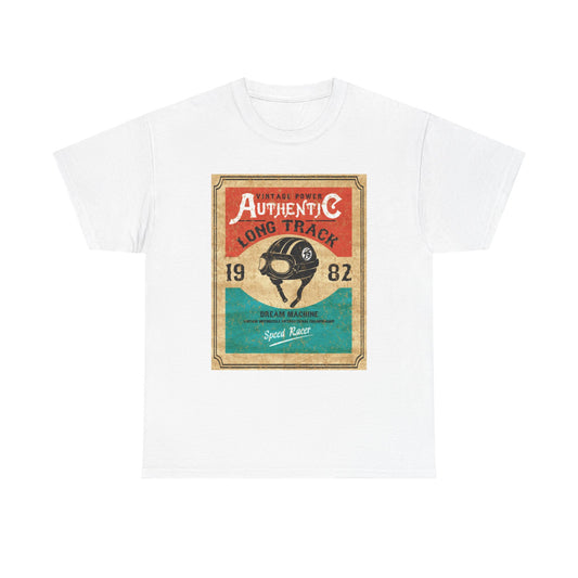 Vintage-Inspired Unisex Heavy Cotton Tee, Retro Graphic Tee, Authentic Long Track Shirt, Casual Vintage Wear, Gift for Racing Fans - MaisonThreadory