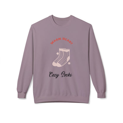 Warm Heart Cozy Socks Sweatshirt | Unisex Fleece Crewneck for Gift, Comfort Wear, Cozy Apparel, Holiday Wardrobe, Lounge Wear - MaisonThreadory