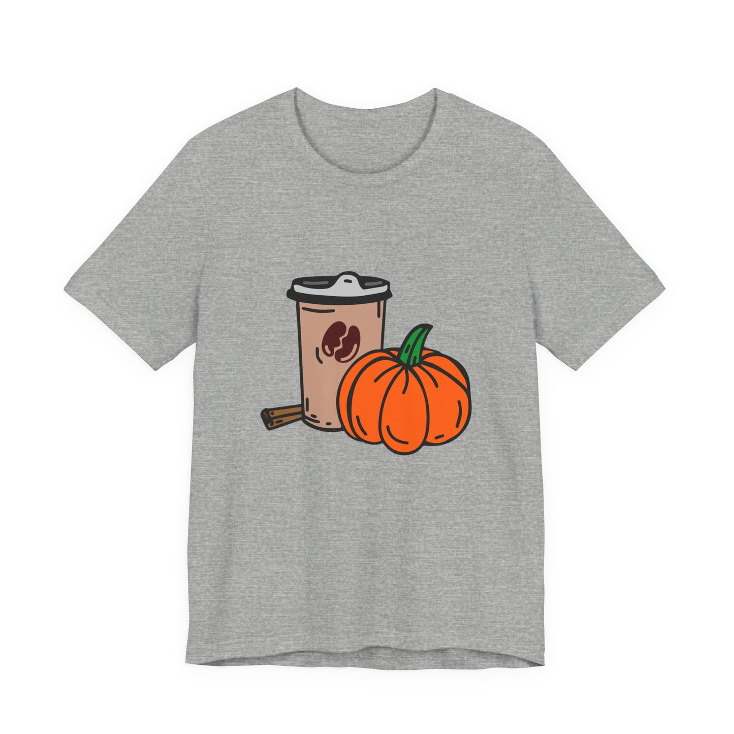 Fall Vibes Pumpkin Coffee Tee, Autumn Pumpkin Shirt, Cozy Casual Tee, Thanksgiving Gift, Unisex Fall Apparel - MaisonThreadory