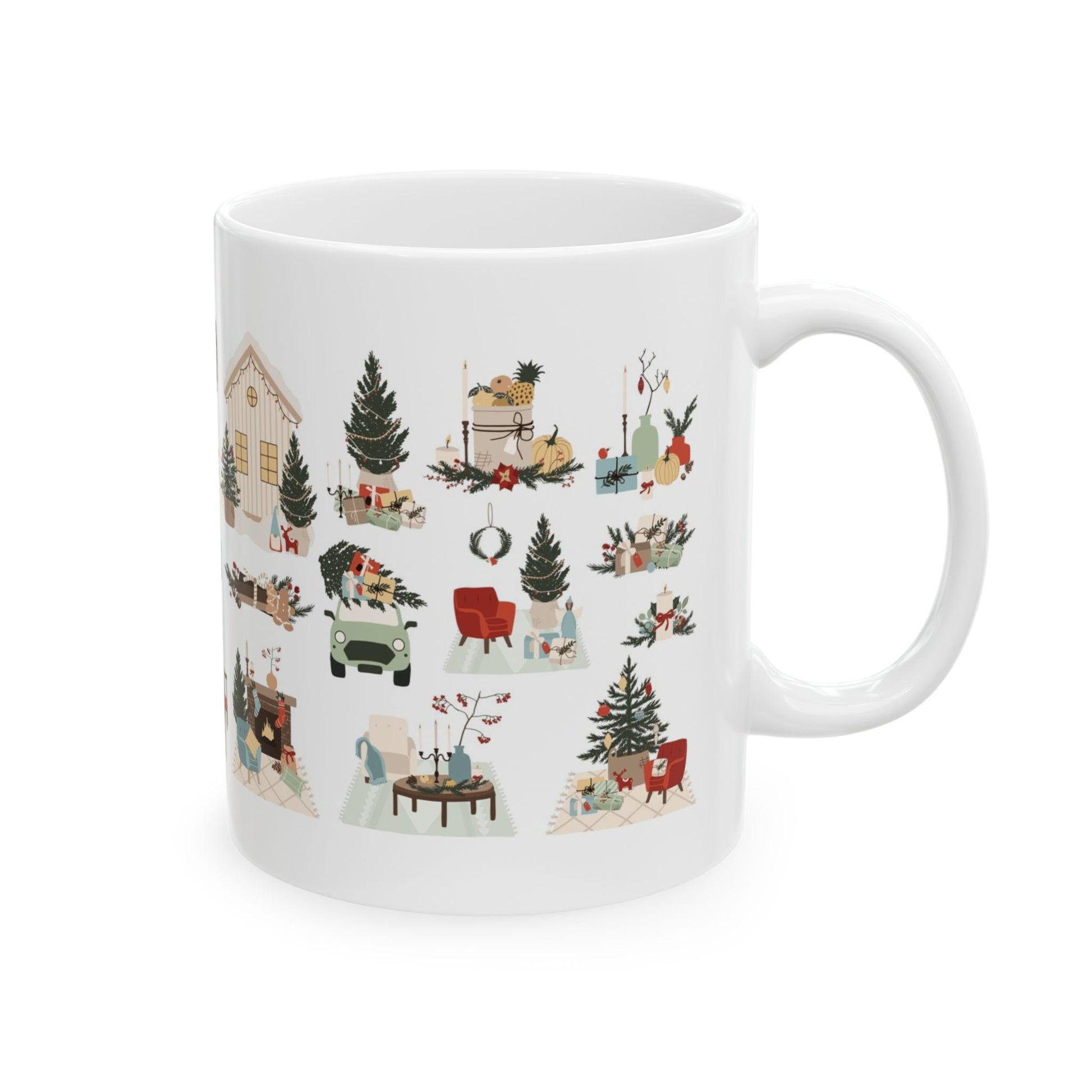 Festive Holiday Ceramic Mug | Cozy Christmas Coffee Cup, Winter Decor, Gift for Friends, Family, and Secret Santa - MaisonThreadory