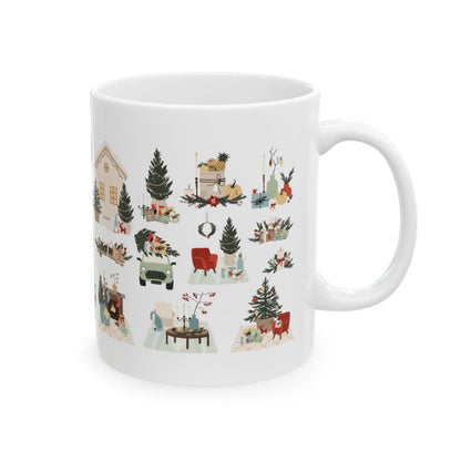 Festive Holiday Ceramic Mug | Cozy Christmas Coffee Cup, Winter Decor, Gift for Friends, Family, and Secret Santa - MaisonThreadory