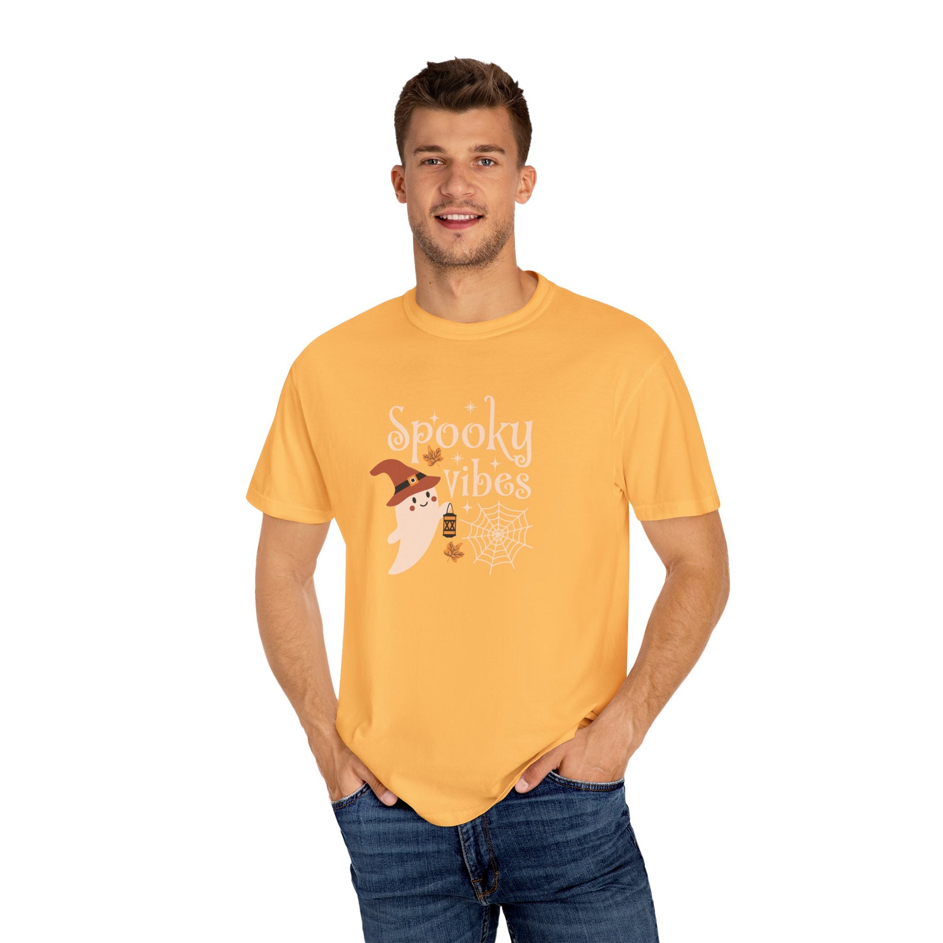 Spooky Ghost T-Shirt, Halloween Apparel, Unisex Tee, Fall Fashion, Cute Ghost Design, Perfect for Autumn Celebrations - MaisonThreadory