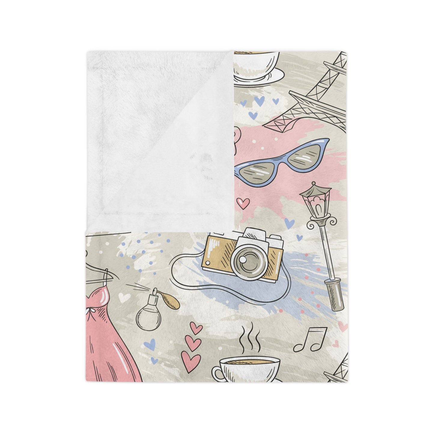 Cozy Travel-Inspired Blanket, Perfect for Picnics, Home Decor, Gift for Her, Cute French Design, Soft Microfiber - MaisonThreadory