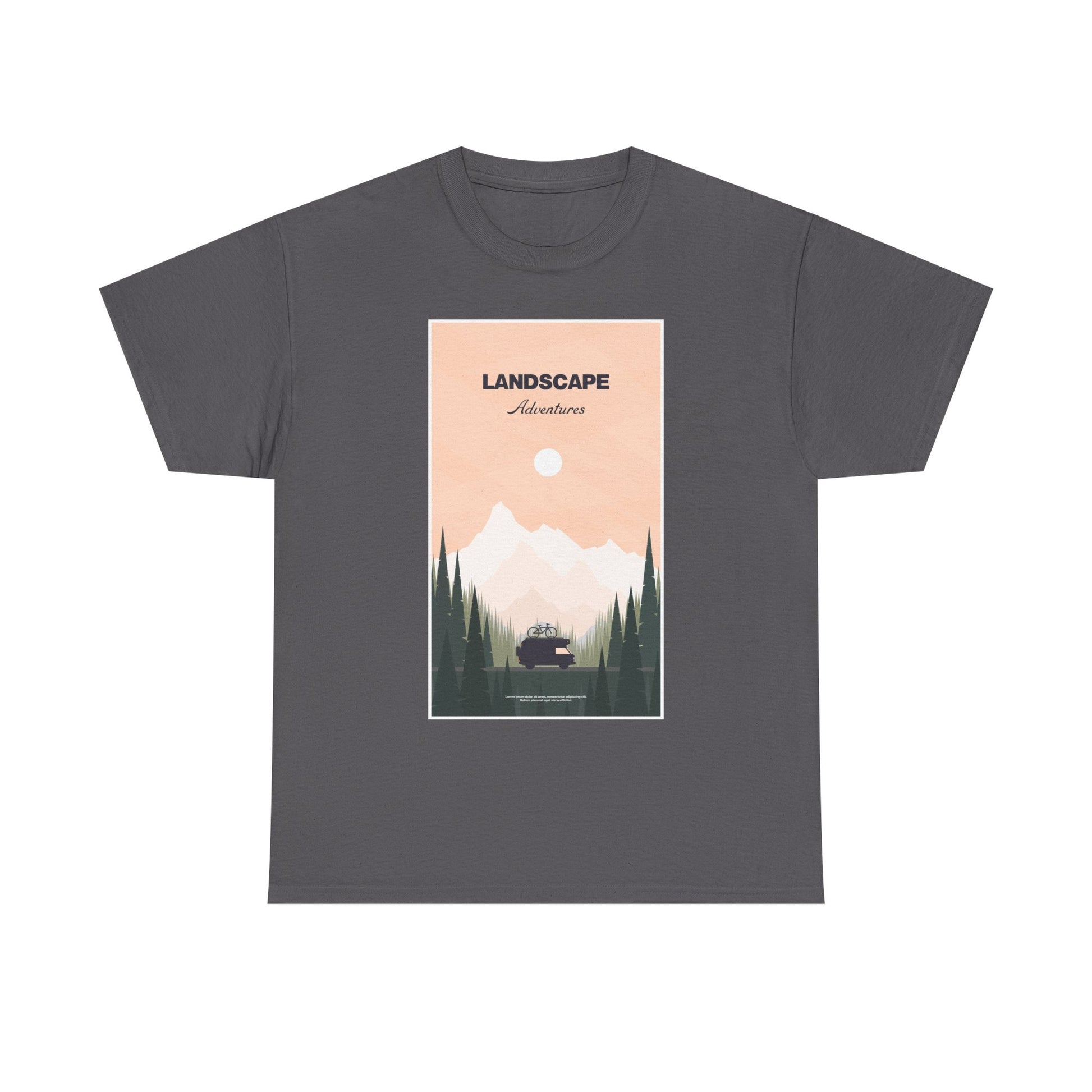 Adventure Landscape Unisex Heavy Cotton Tee, Nature T-Shirt, Casual Outdoors Shirt, Hiking Gift, Travel Apparel - MaisonThreadory