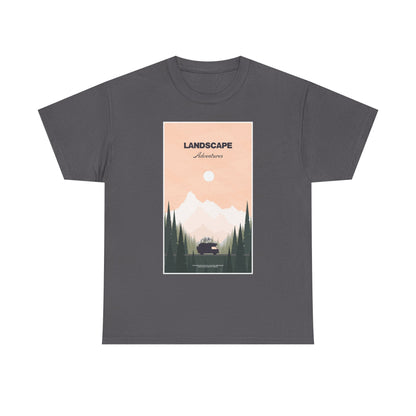 Adventure Landscape Unisex Heavy Cotton Tee, Nature T-Shirt, Casual Outdoors Shirt, Hiking Gift, Travel Apparel - MaisonThreadory