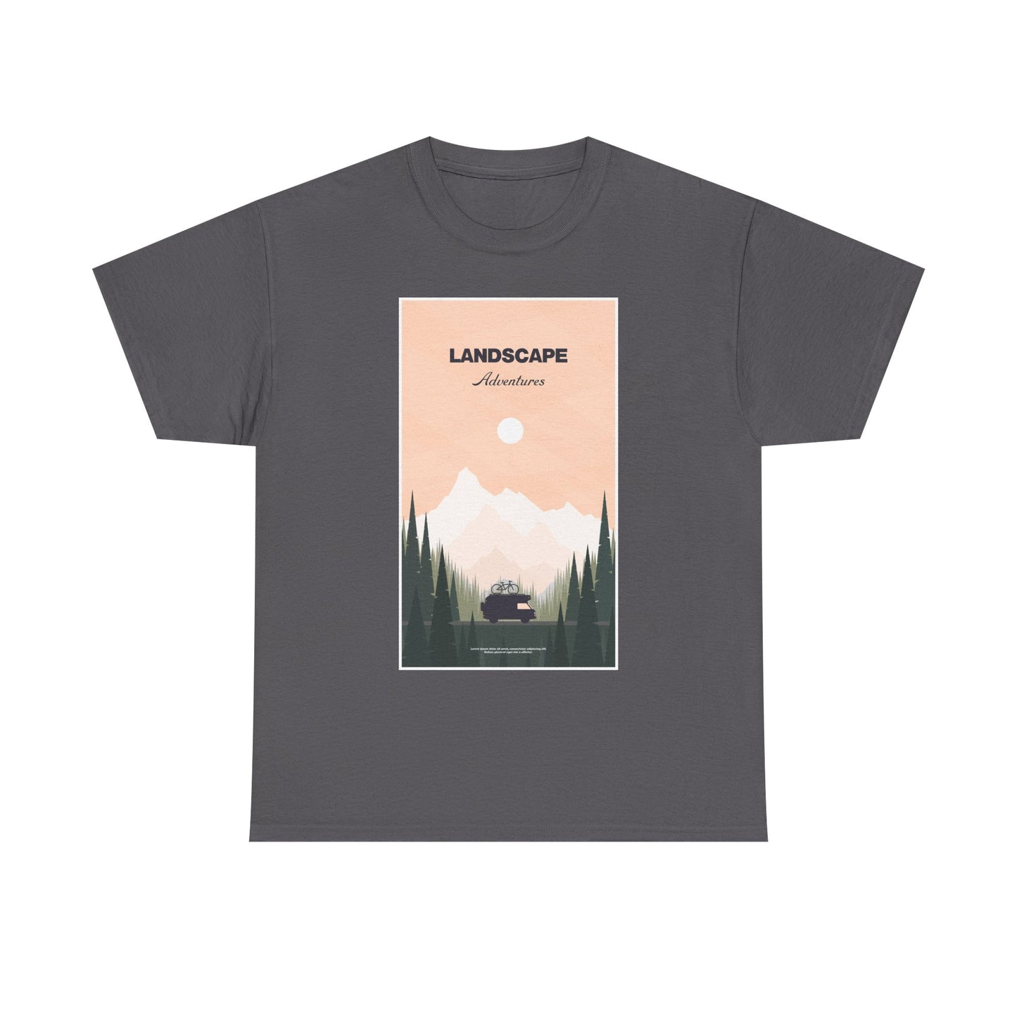 Adventure Landscape Unisex Heavy Cotton Tee, Nature T-Shirt, Casual Outdoors Shirt, Hiking Gift, Travel Apparel - MaisonThreadory