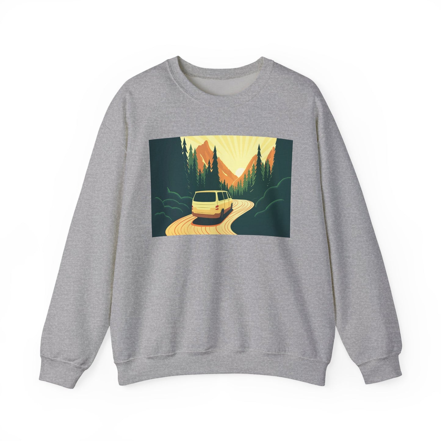 Nature Road Trip Crewneck Sweatshirt - Vintage Van Design, Unisex Pullover, Adventure Apparel, Great Outdoors Gift, Fall Fashion - MaisonThreadory