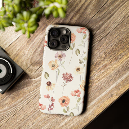 Floral Phone Case, Cute Flower Cover, Botanical Tough Case, Protective Smartphone Shell, Chic Floral Design, Trendy iPhone Case