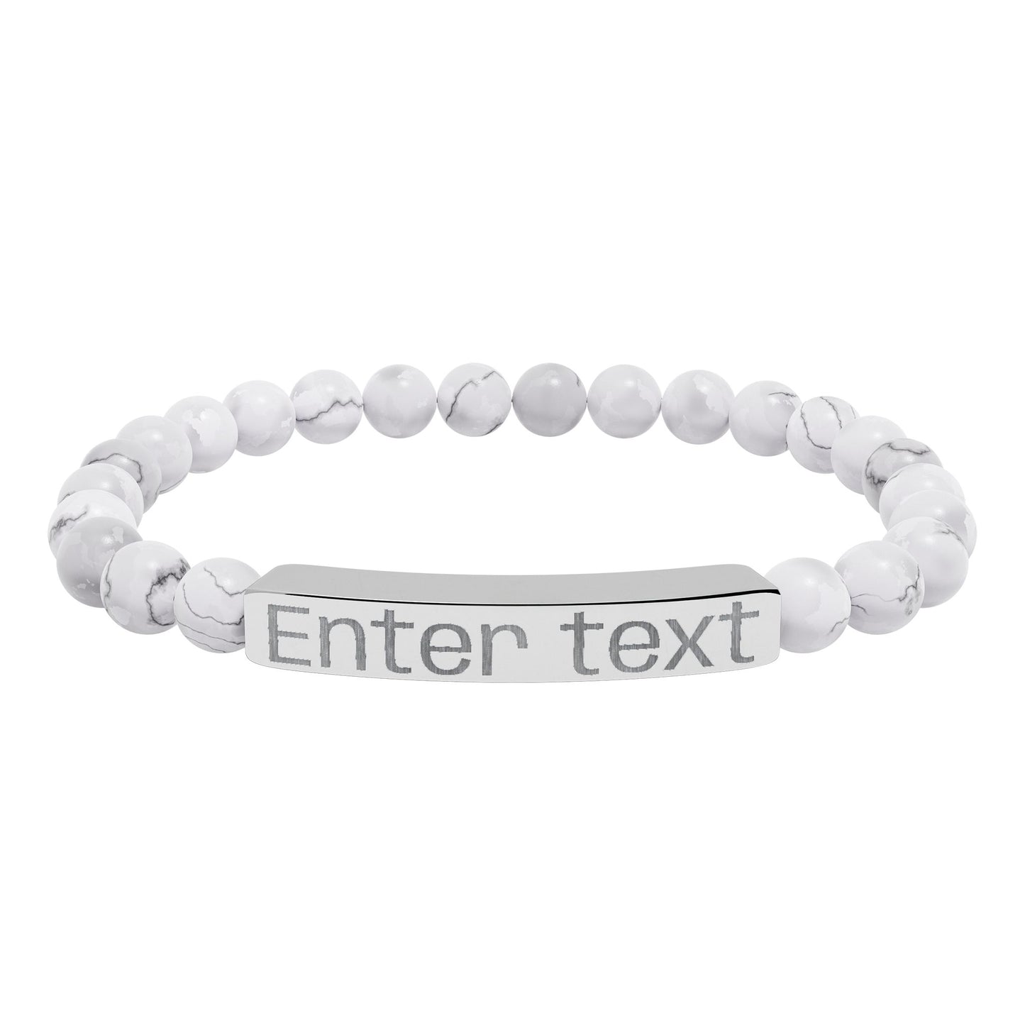 Engravable Natural Stone Bead Bracelet — Personalized Bar Bracelet