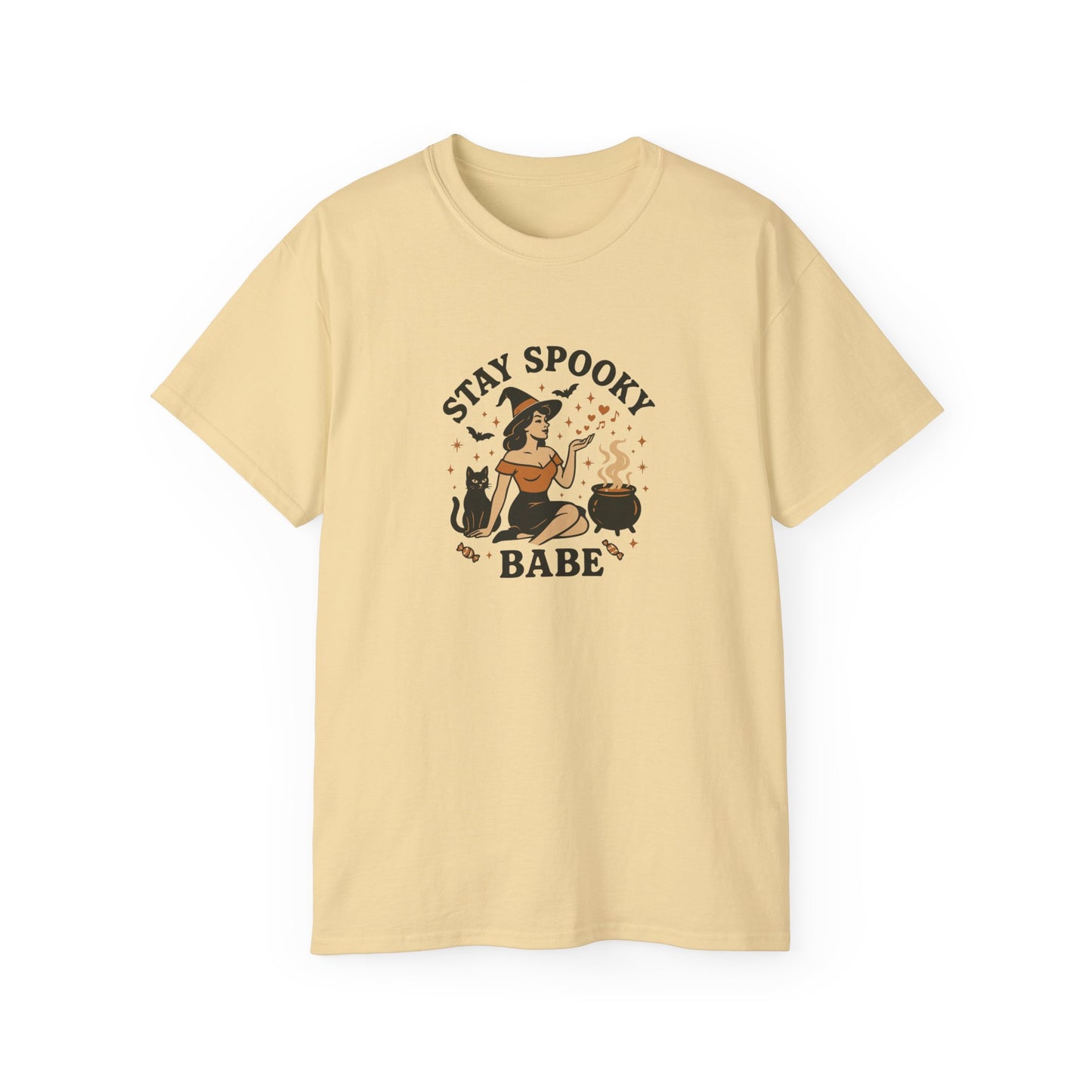 Spooky Halloween Unisex Tee, Stay Spooky Babe Shirt, Plus Size Halloween T-Shirt, Cute Witch Tee, Fall Festive Apparel
