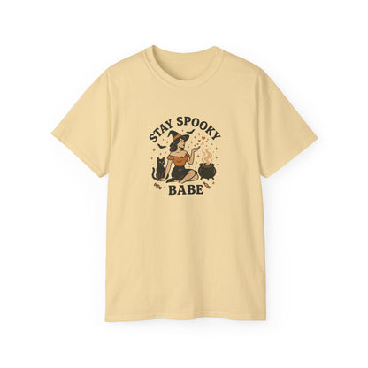 Spooky Halloween Unisex Tee, Stay Spooky Babe Shirt, Plus Size Halloween T-Shirt, Cute Witch Tee, Fall Festive Apparel