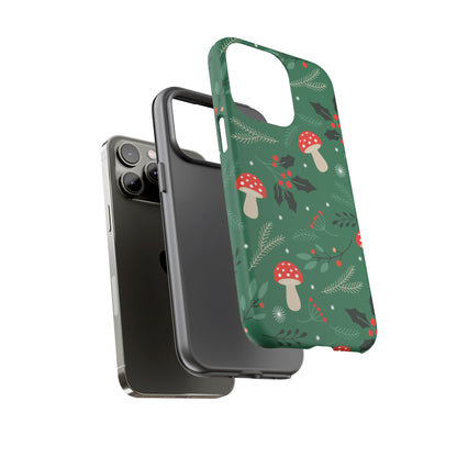 Festive Mushroom Phone Case, Colorful Holiday Case, Christmas Gift, Winter Vibes, Eco-Friendly Phone Cover