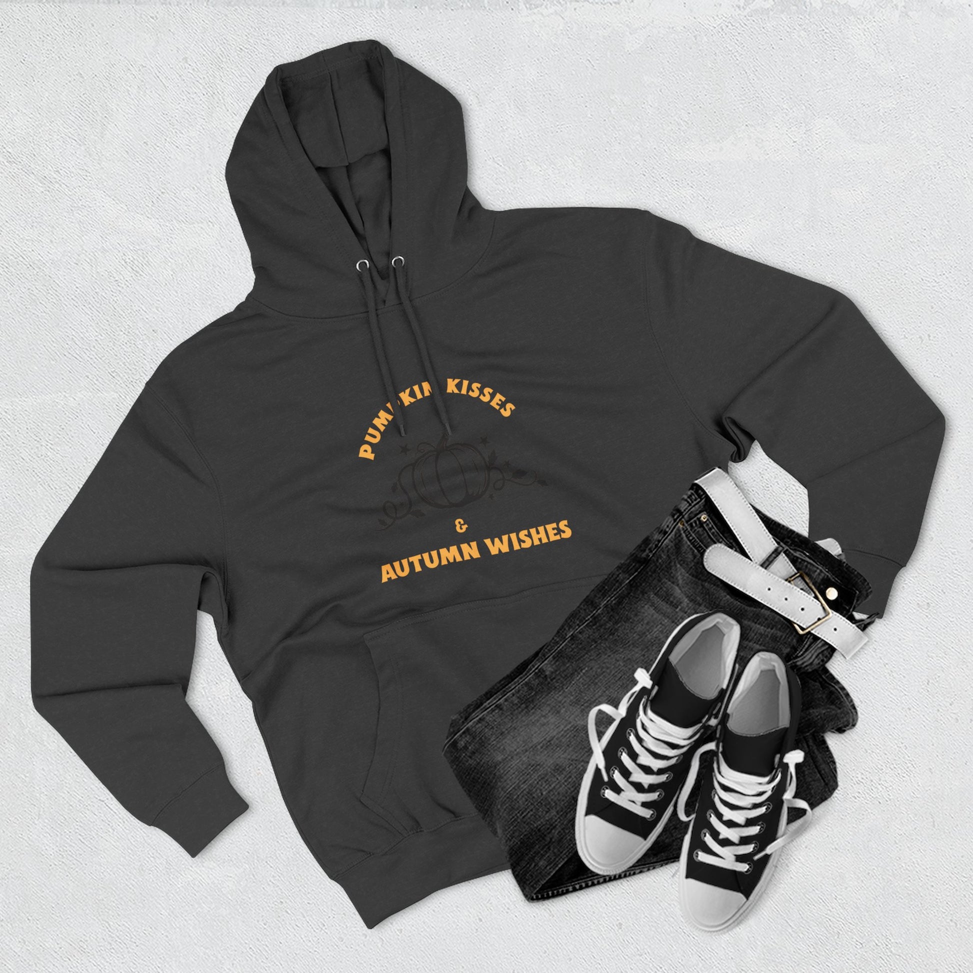 Autumn Wishes Fleece Hoodie, Cozy Fall Hoodie, Pumpkin Hoodie, Halloween Sweatshirt, Gift for Her, Seasonal Fashion - MaisonThreadory