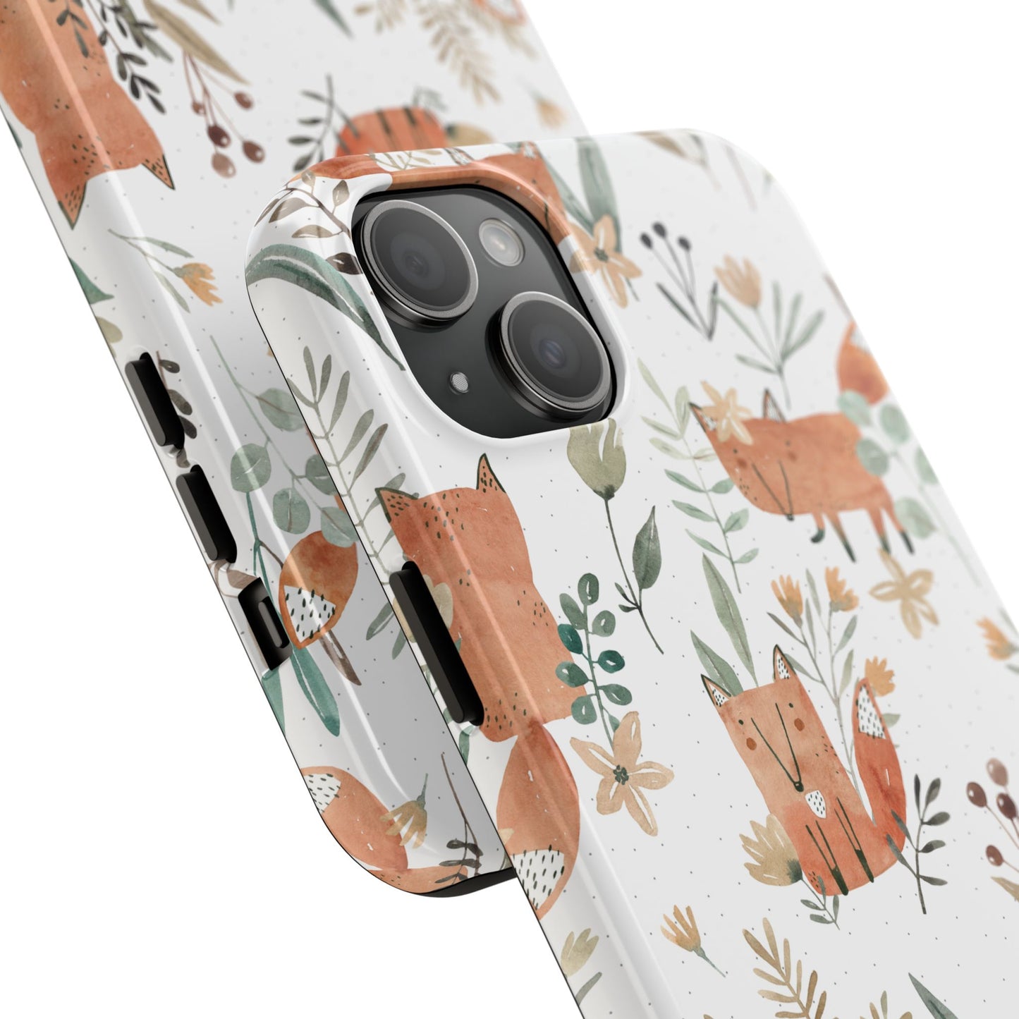 Floral Fox Phone Case, Tough Phone Cases for Nature Lovers, Cute Animal Phone Cover, Gift for Friends, Wildflower Design