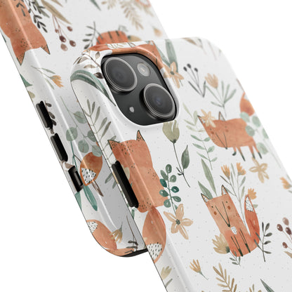Floral Fox Phone Case, Tough Phone Cases for Nature Lovers, Cute Animal Phone Cover, Gift for Friends, Wildflower Design