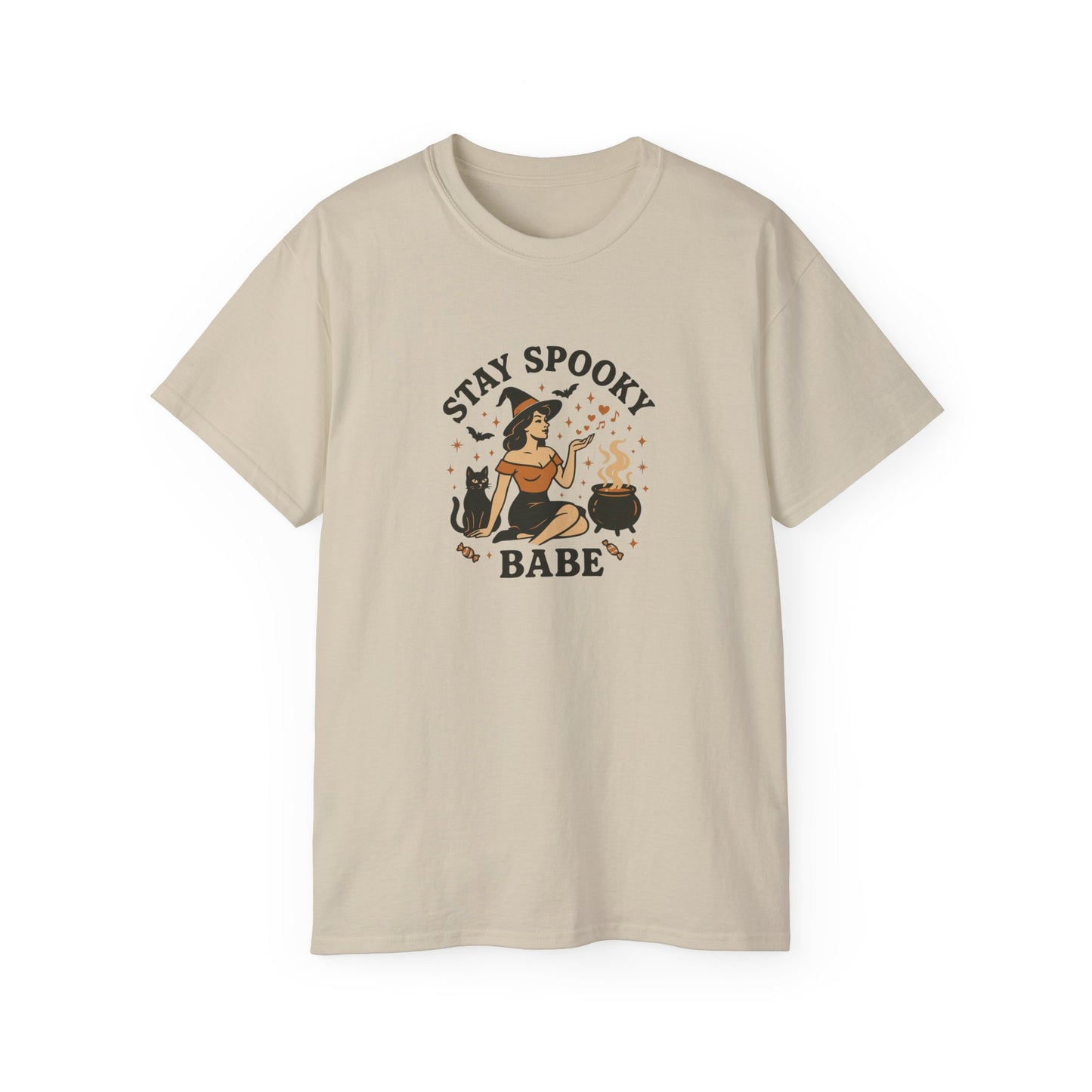 Spooky Halloween Unisex Tee, Stay Spooky Babe Shirt, Plus Size Halloween T-Shirt, Cute Witch Tee, Fall Festive Apparel