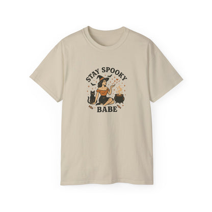 Spooky Halloween Unisex Tee, Stay Spooky Babe Shirt, Plus Size Halloween T-Shirt, Cute Witch Tee, Fall Festive Apparel