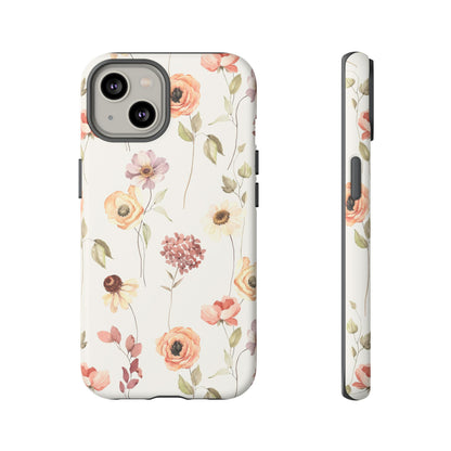 Floral Phone Case, Cute Flower Cover, Botanical Tough Case, Protective Smartphone Shell, Chic Floral Design, Trendy iPhone Case