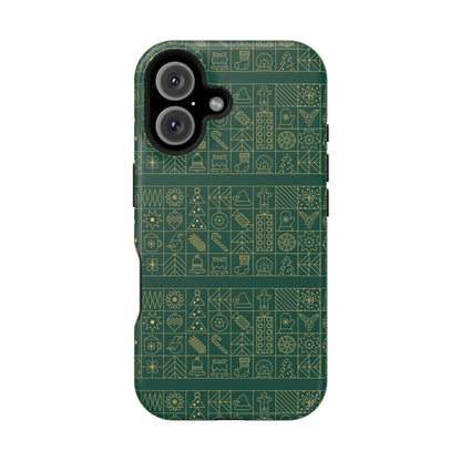 Magnetic Impact-Resistant Phone Case — Dark Green Geometric Pattern