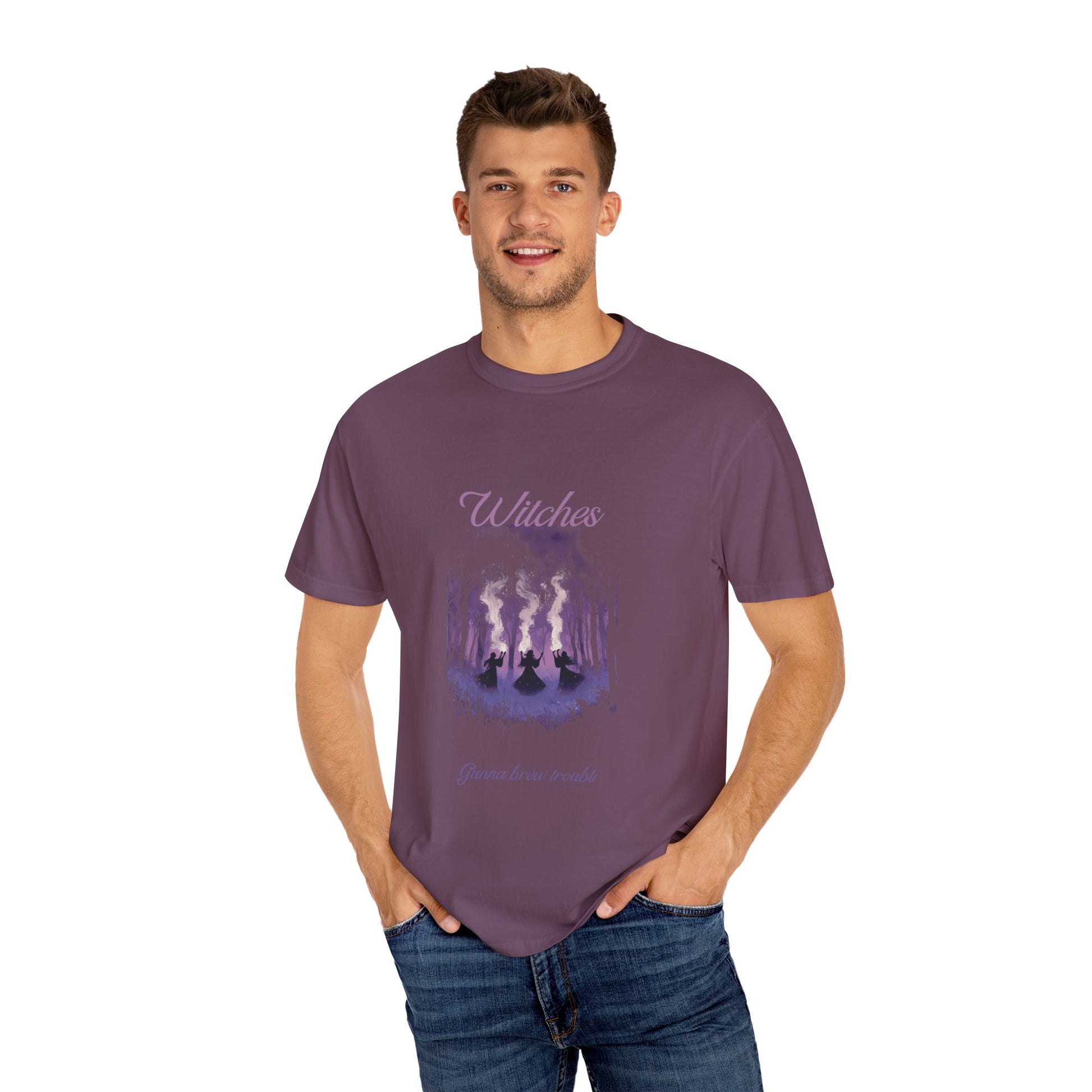 Witches Garment-Dyed T-Shirt | Mystical Apparel for Halloween, Witchy Vibes, Unique Gift, Casual Wear - MaisonThreadory