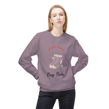 Warm Heart Cozy Socks Sweatshirt | Unisex Fleece Crewneck for Gift, Comfort Wear, Cozy Apparel, Holiday Wardrobe, Lounge Wear - MaisonThreadory