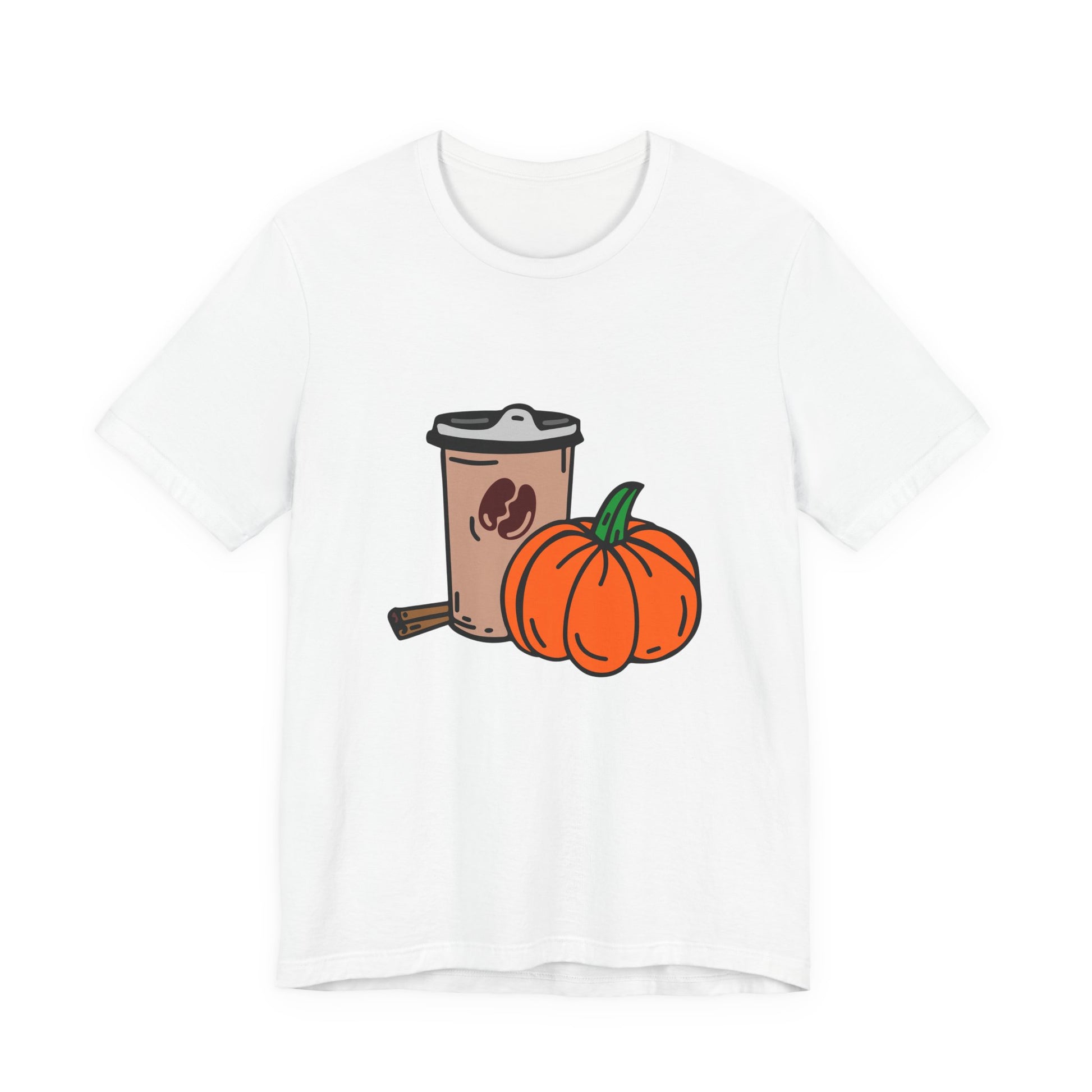 Fall Vibes Pumpkin Coffee Tee, Autumn Pumpkin Shirt, Cozy Casual Tee, Thanksgiving Gift, Unisex Fall Apparel - MaisonThreadory