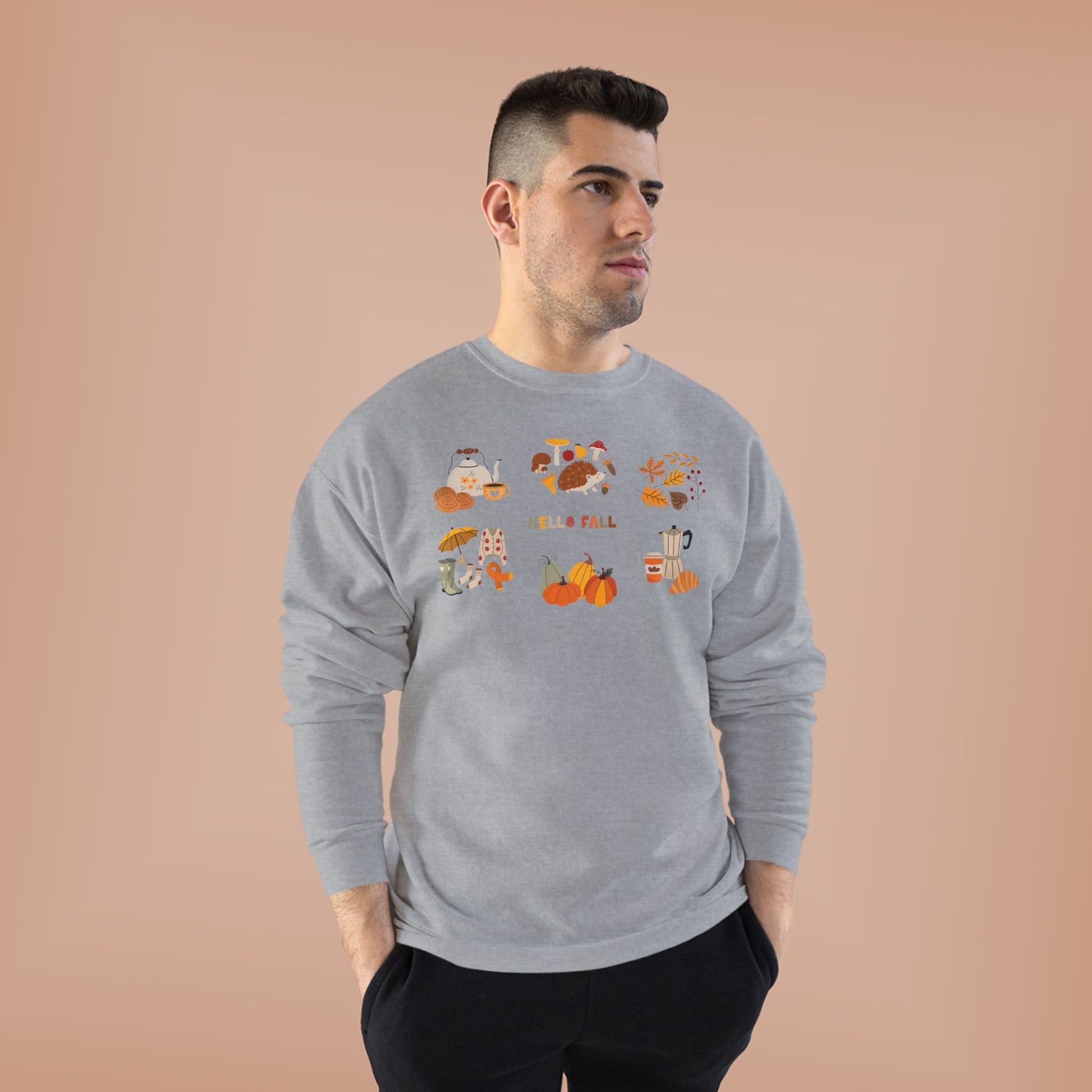 Cozy Fall Sweatshirt - Hello Fall Design, Unisex Fall Apparel, Eco-Friendly Sweater, Perfect for Autumn Celebrations, Gift for Nature Lovers - MaisonThreadory