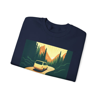 Nature Road Trip Crewneck Sweatshirt - Vintage Van Design, Unisex Pullover, Adventure Apparel, Great Outdoors Gift, Fall Fashion - MaisonThreadory