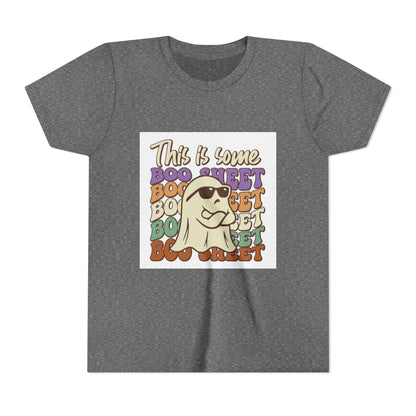 Youth Short Sleeve Tee with Fun Boo Sheet Design, Cool Summer Top, Humorous Kids Apparel, Gift for Halloween, Casual Wear, Playful T-Shirt - MaisonThreadory