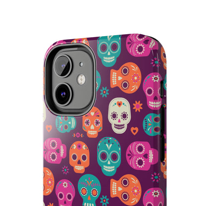 Colorful Skull Phone Case, Tough Cases for Halloween, Unique Phone Cover, Day of the Dead, Fun and Durable Accessories