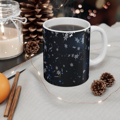 Elegant Snowflake Mug with a Starry Background, Perfect Holiday Gift, Winter Decor, Coffee Lover's Choice, Unique Present - MaisonThreadory