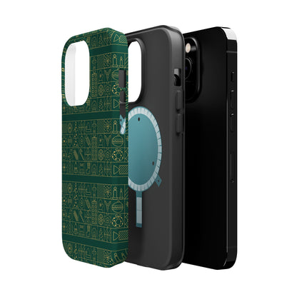 Magnetic Impact-Resistant Phone Case — Dark Green Geometric Pattern