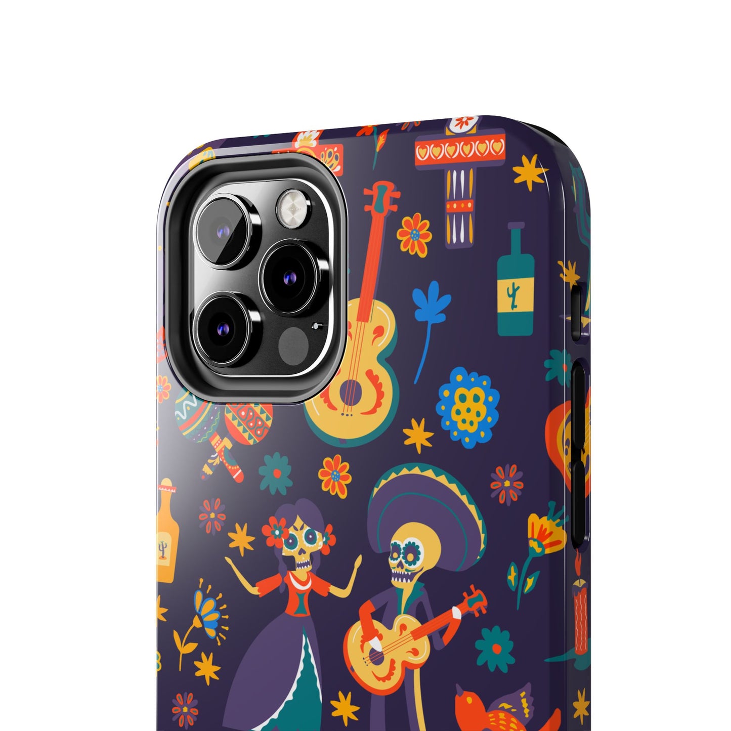 Colorful Dia de los Muertos Phone Case, Tough Case for Halloween, Gift for Music Lovers, Floral Phone Cover, Sugar Skull Art
